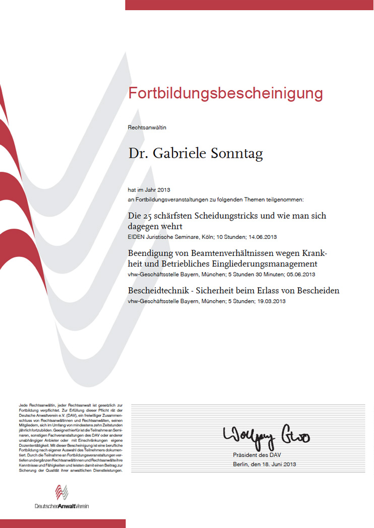 Fortbildungsbescheinigung Fortbildungsbescheinigung